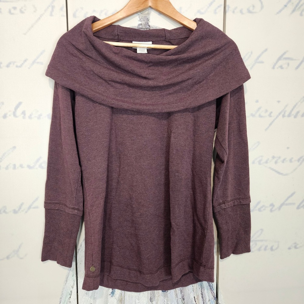 Soft Surroundings Plum Cowl Neck Velvet Damask Back Graphic Top Small